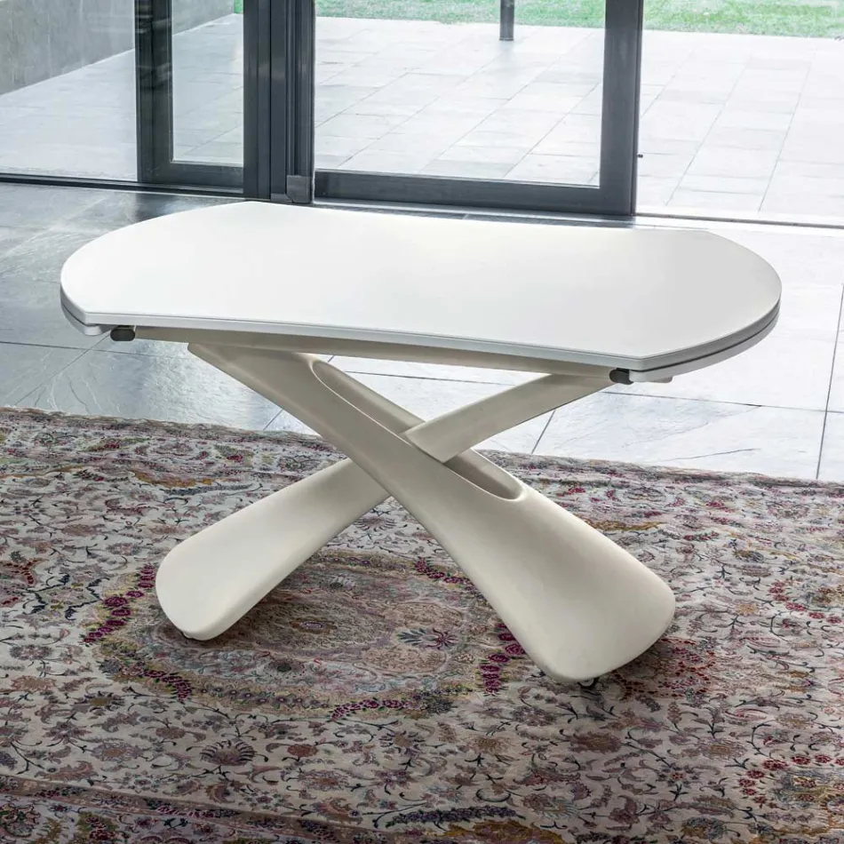 Mesa de centro transformable en metal y mesa de salón de vidrio - Giordano viadurini