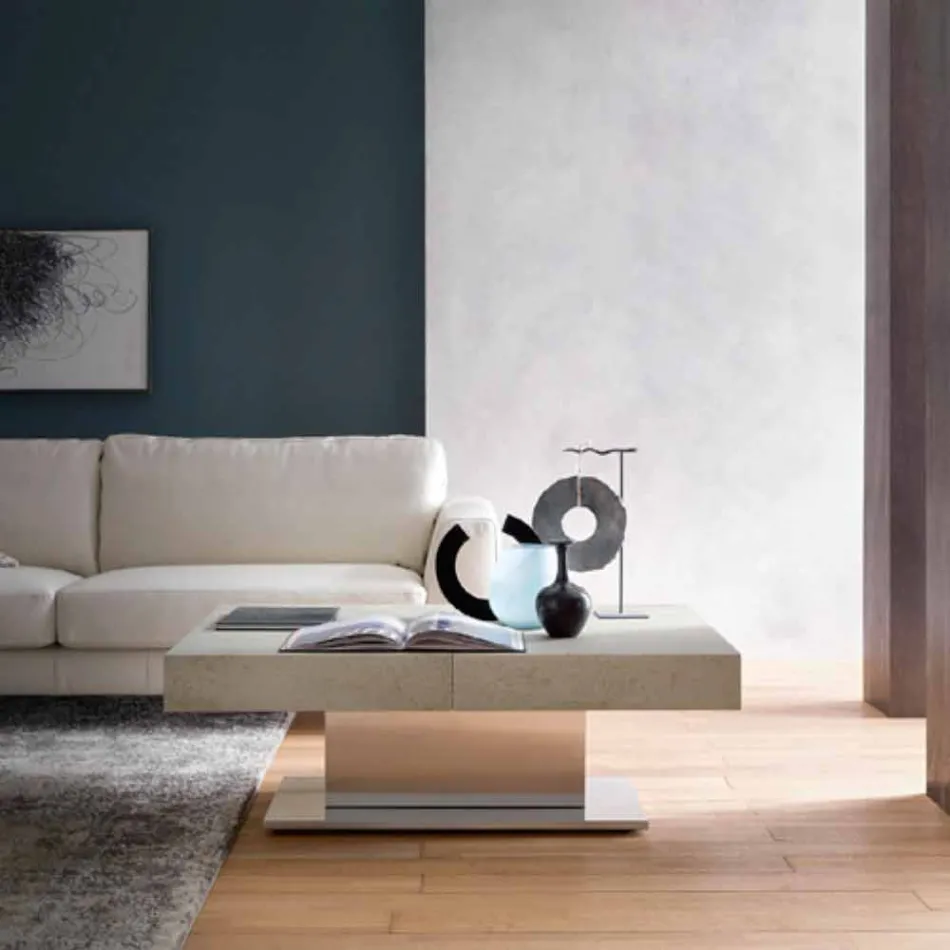 Mesa de centro moderna transformable con tapa de efecto mortero Made in Italy - Salomon viadurini