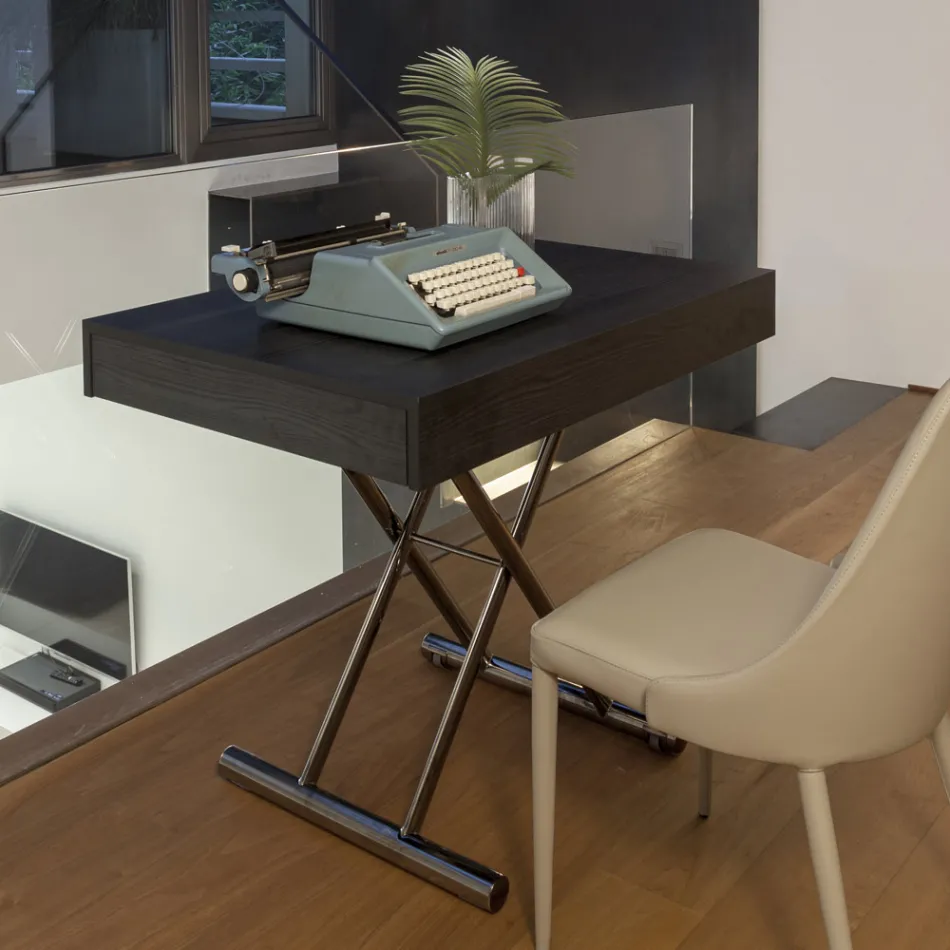Mesa de centro transformable moderna en metal y madera Made in Italy - Universe viadurini