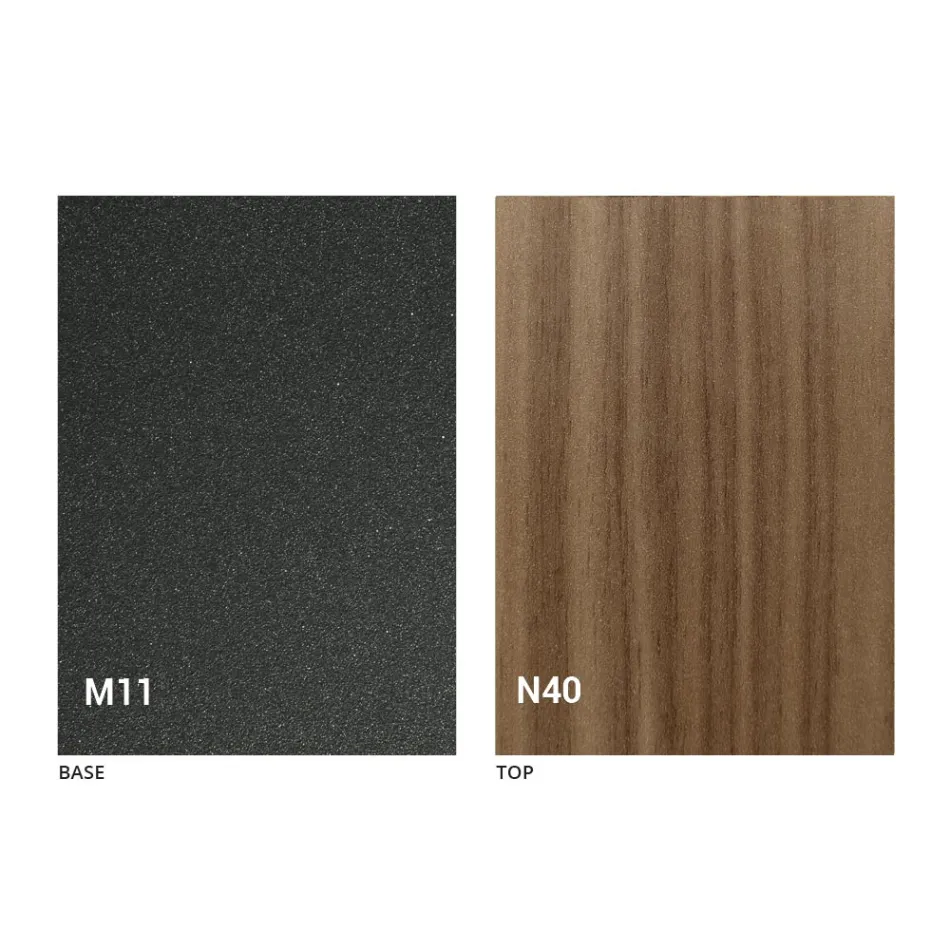 Mesa de centro moderna transformable en metal grafito y tapa de madera - Sistocle viadurini