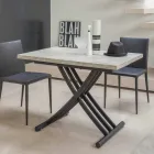Mesa de centro moderna transformable en metal grafito y tapa de madera - Sistocle viadurini