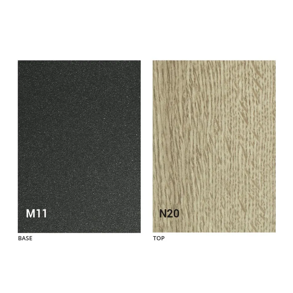 Mesa de centro moderna transformable en metal grafito y tapa de madera - Sistocle viadurini