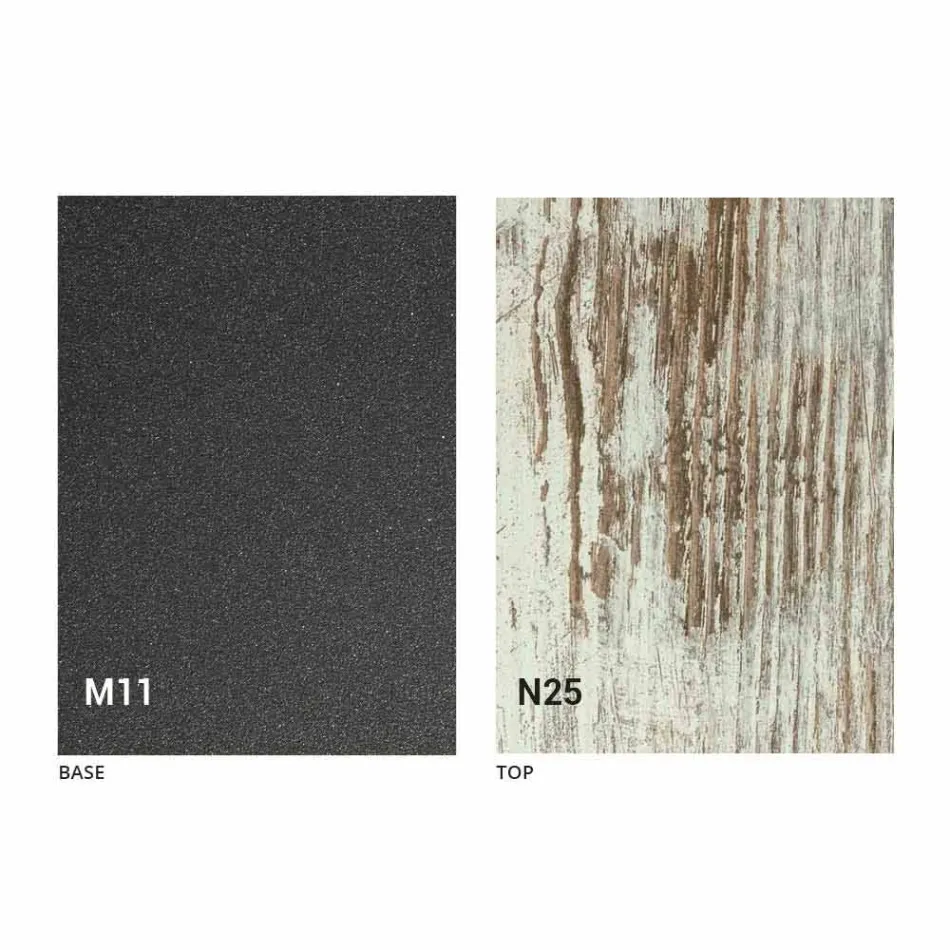 Mesa de centro moderna transformable en metal grafito y tapa de madera - Sistocle viadurini