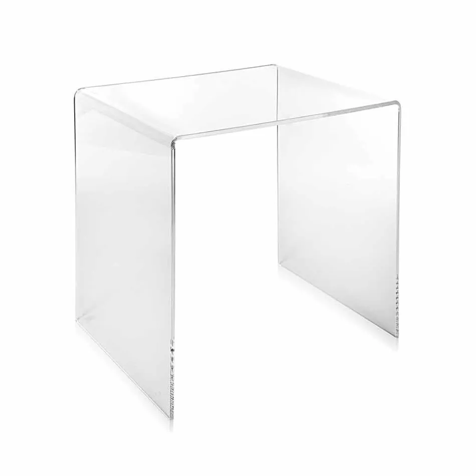 Mesita transparente de diseño moderno 40x40cm Terry Small, hecha en Italia viadurini
