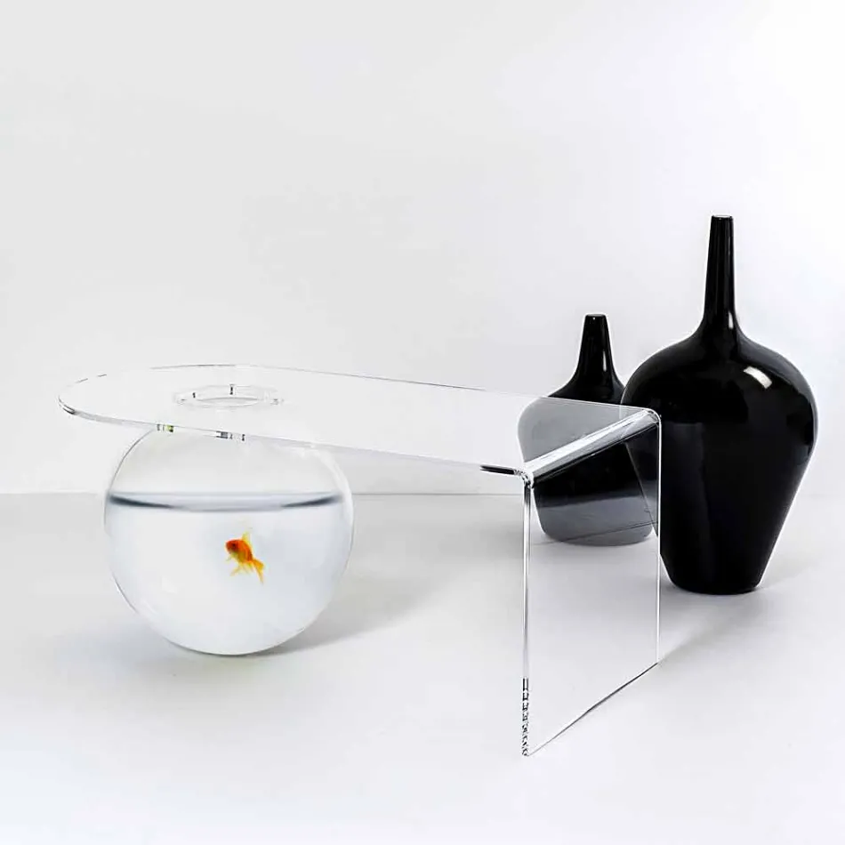 Mesa de centro transparente de diseño moderno L90xH40xP48 cm Bolly, hecha en Italia viadurini