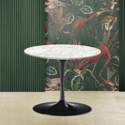 Mesa de Centro Tulip Eero Saarinen Alt. 39 con Tapa de Mármol de Carrara Made in Italy - Escarlata viadurini