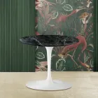 Mesita Tulip Eero Saarinen Alt. 39 con tablero redondo de mármol verde Alpi viadurini