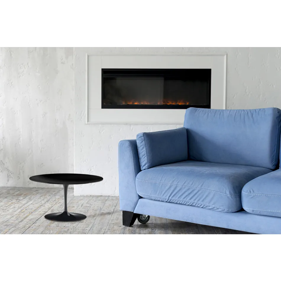 Mesa de Centro Tulip Eero Saarinen H 39 Ovalada en Laminado Líquido Negro Made in Italy - Escarlata viadurini