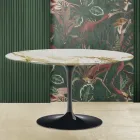Mesa de Centro Tulip Eero Saarinen H 41 con Tapa de Mármol Caracatta Dorado Made in Italy - Escarlata viadurini