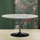 Mesita Tulip Eero Saarinen Alt. 41 con tablero ovalado de mármol Carrara Statuarietto viadurini