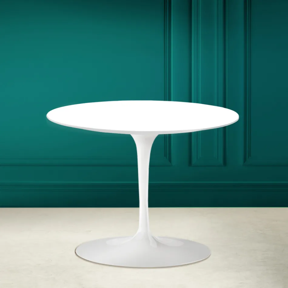 Mesa de Centro Tulip Eero Saarinen H 41 en Cerámica Absolute White Made in Italy - Escarlata viadurini