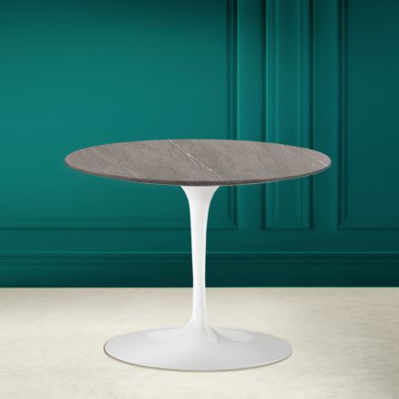 Mesa de Centro Tulip Eero Saarinen H 41 en Cerámica Piedra Gris Made in Italy - Escarlata viadurini