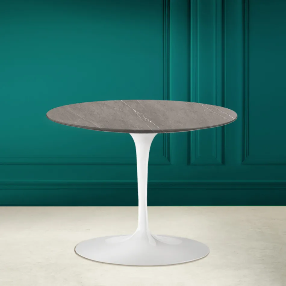 Mesa de Centro Tulip Eero Saarinen H 41 en Cerámica Piedra Gris Made in Italy - Escarlata viadurini