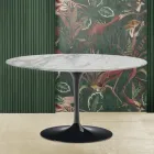 Eero Saarinen H 41 Mesa de Centro Tulipán Ovalada con Tapa de Mármol Arabescato Made in Italy - Escarlata viadurini
