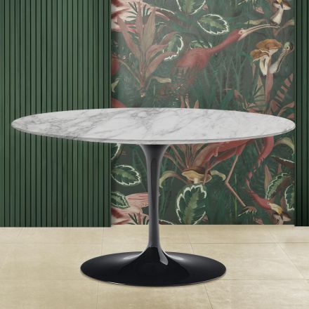 Eero Saarinen H 41 Mesa de Centro Tulipán Ovalada con Tapa de Mármol Arabescato Made in Italy - Escarlata viadurini