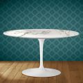 Mesa de centro ovalada Tulip H 41 de Eero Saarinen en cerámica Aura 22, fabricada en Italia - Scarlet