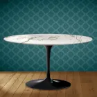 Mesa de centro ovalada Tulip H 41 de Eero Saarinen en cerámica Aura 22, fabricada en Italia - Scarlet viadurini