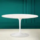 Eero Saarinen H 41 Mesa de Centro Tulipán Ovalada en Cerámica Crema Diamante Made in Italy - Escarlata viadurini