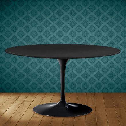 Mesa de centro Tulip de Eero Saarinen, ovalada, de 41 cm de altura, en cerámica Domoos, fabricada en Italia - Escarlata viadurini