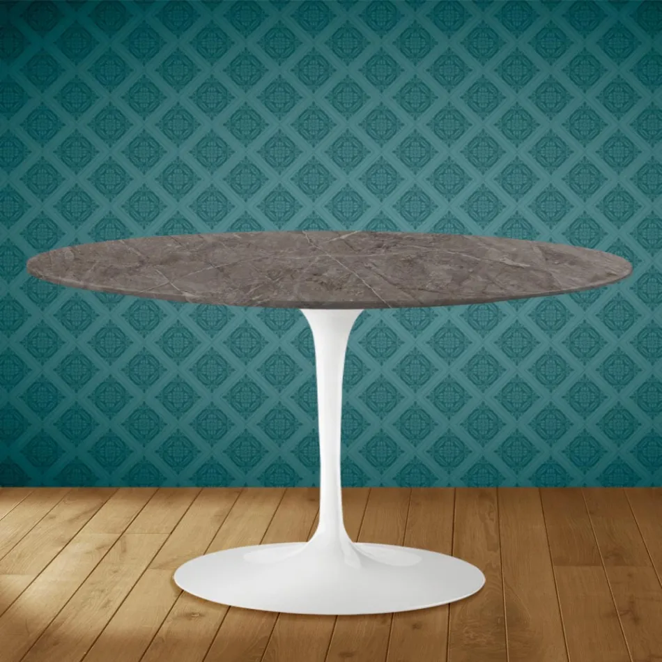 Mesa de Centro Tulip Eero Saarinen H 41 Ovalada en Cerámica Kira Made in Italy - Escarlata viadurini