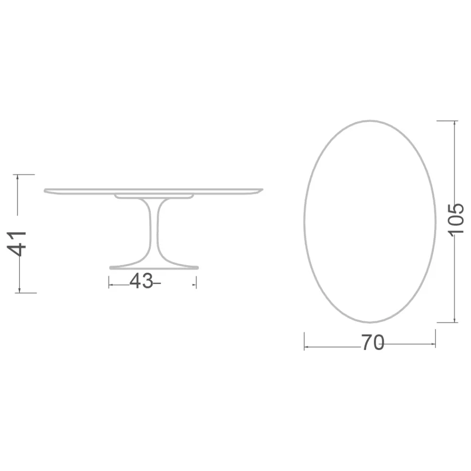 Mesa de Centro Tulip Eero Saarinen H 41 Ovalada en Cerámica Kira Made in Italy - Escarlata viadurini