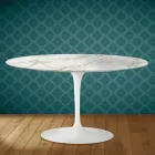 Mesa de centro Tulip de Eero Saarinen, ovalada, de 41 cm de altura, en cerámica brillante, fabricada en Italia - Scarlet viadurini