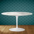 Mesa de centro Tulip de Eero Saarinen, ovalada, de 41 cm de altura, en cerámica brillante, fabricada en Italia - Scarlet