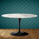 Mesa de centro Tulip de Eero Saarinen, ovalada, de 41 cm de altura, en cerámica brillante, fabricada en Italia - Scarlet viadurini