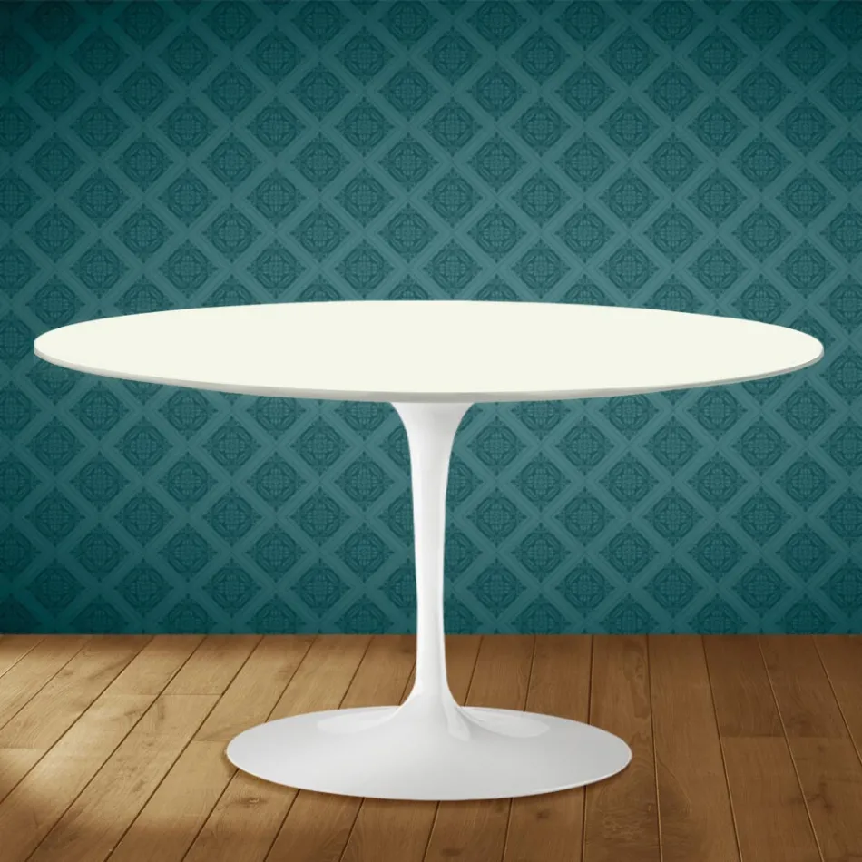 Mesa de centro ovalada Tulip H 41 de Eero Saarinen en cerámica Moonè, fabricada en Italia - Scarlet viadurini