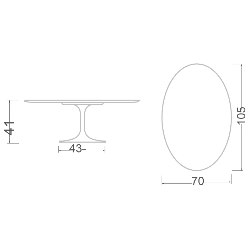 Mesa de Centro Tulip Eero Saarinen H 41 Ovalada en Cerámica Noir Desire Made in Italy - Escarlata viadurini