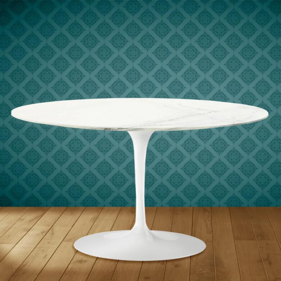 Mesa de Centro Tulip Eero Saarinen H 41 Ovalada en Cerámica Rem Made in Italy - Escarlata viadurini