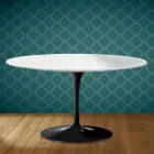Mesa de centro Tulip de Eero Saarinen, ovalada, de 41 cm de altura, en cerámica Salina, fabricada en Italia - Scarlet viadurini