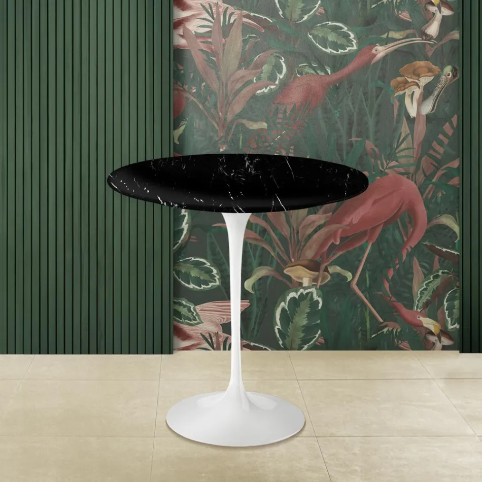 Mesa de Centro Tulip Eero Saarinen H 52 en Mármol Negro Marquinia Made in Italy - Escarlata viadurini