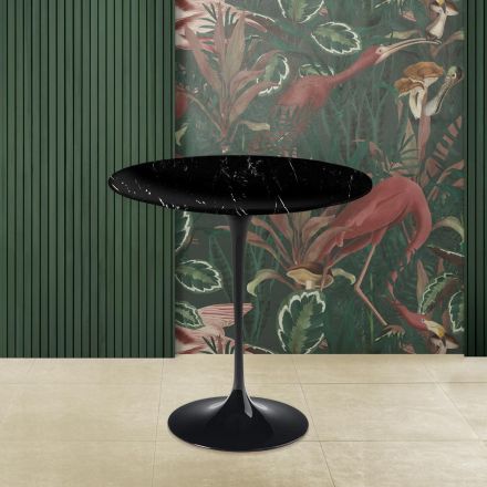 Mesa de Centro Tulip Eero Saarinen H 52 en Mármol Negro Marquinia Made in Italy - Escarlata viadurini
