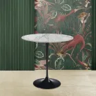 Mesita Tulip Eero Saarinen Alt. 52 Ovalada de Mármol Arabescato Made in Italy viadurini