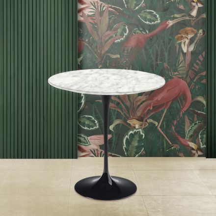 Mesa de Centro Tulip Eero Saarinen H 52 Redonda en Mármol de Carrara Made in Italy - Escarlata viadurini