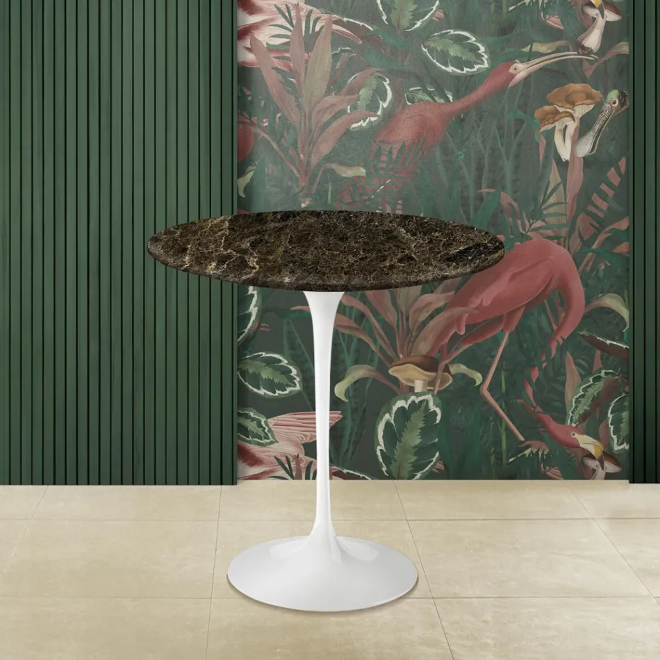 Mesa de Centro Tulip Eero Saarinen H 52 Redonda en Mármol Oscuro Emperador Made in Italy - Escarlata viadurini