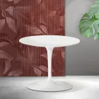 Mesa de centro Tulipán de Saarinen, 39 cm de altura, en cerámica Florim blanca mate - Escarlata viadurini