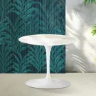 Mesa de centro Tulipán de Saarinen, 39 cm de altura, en cerámica Florim Calacatta Gold brillante - Escarlata viadurini