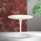 Mesa de centro Tulipán de Saarinen, 39 cm de altura, en cerámica mate Florim Statuario - Escarlata viadurini