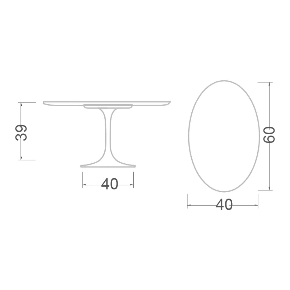 Mesa de Centro Tulip Saarinen Alt. 39 con Tapa Ovalada de Mármol Arabesco Made in Italy - Escarlata viadurini