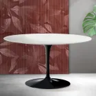 Mesa de centro Tulipán de Saarinen, 41 cm de altura, en cerámica Florim blanca mate - Escarlata viadurini