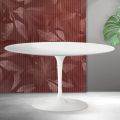 Mesa de centro Tulipán de Saarinen, 41 cm de altura, en cerámica Florim blanca mate - Escarlata
