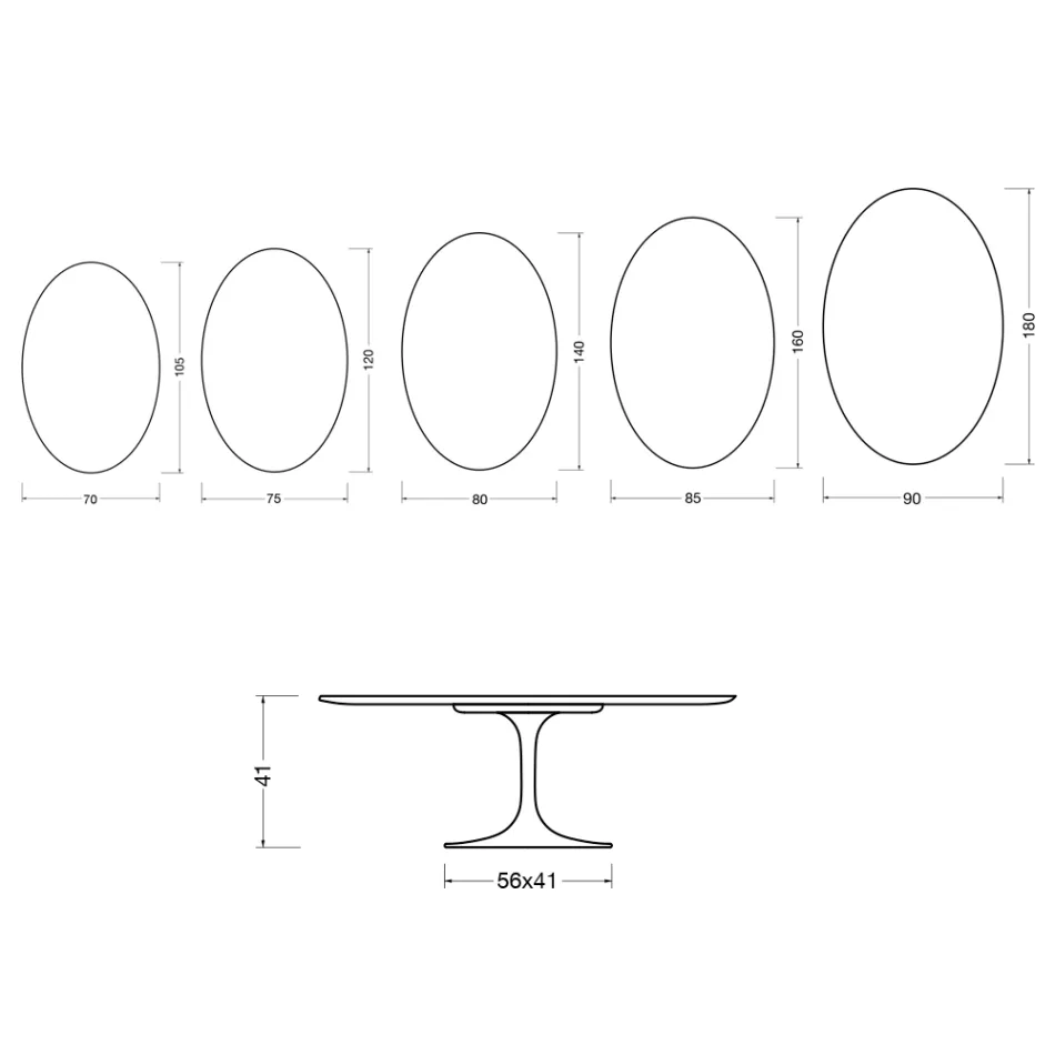 Mesa de centro Tulipán de Saarinen, 41 cm de altura, en cerámica Florim Calacatta Gold Gloss - Escarlata viadurini