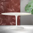 Mesa de centro Tulip de Saarinen, 41 cm de altura, en cerámica mate Florim Calacatta Gold - Scarlet viadurini