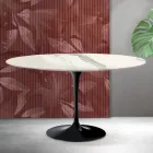 Mesa de centro Tulipán de Saarinen, 41 cm de altura, en cerámica mate Florim Statuario - Escarlata viadurini