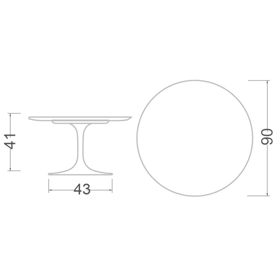 Mesa de centro Tulip Saarinen Alt. 41 con tablero de laminado líquido blanco Made in Italy - Escarlata viadurini