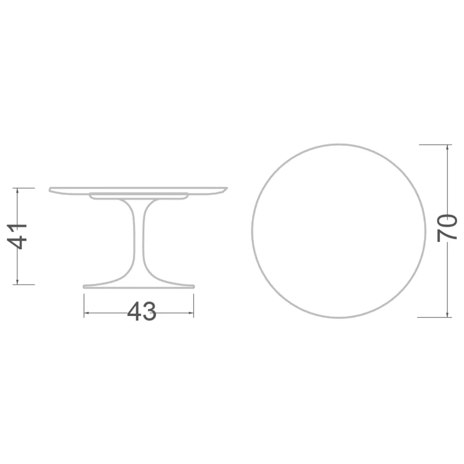 Mesa de centro Tulip Saarinen Alt. 41 con tablero de laminado líquido negro Made in Italy - Escarlata viadurini