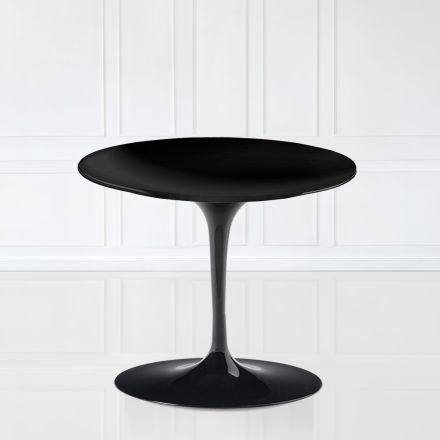 Mesa de centro Tulip Saarinen Alt. 41 con tablero de laminado líquido negro Made in Italy - Escarlata viadurini