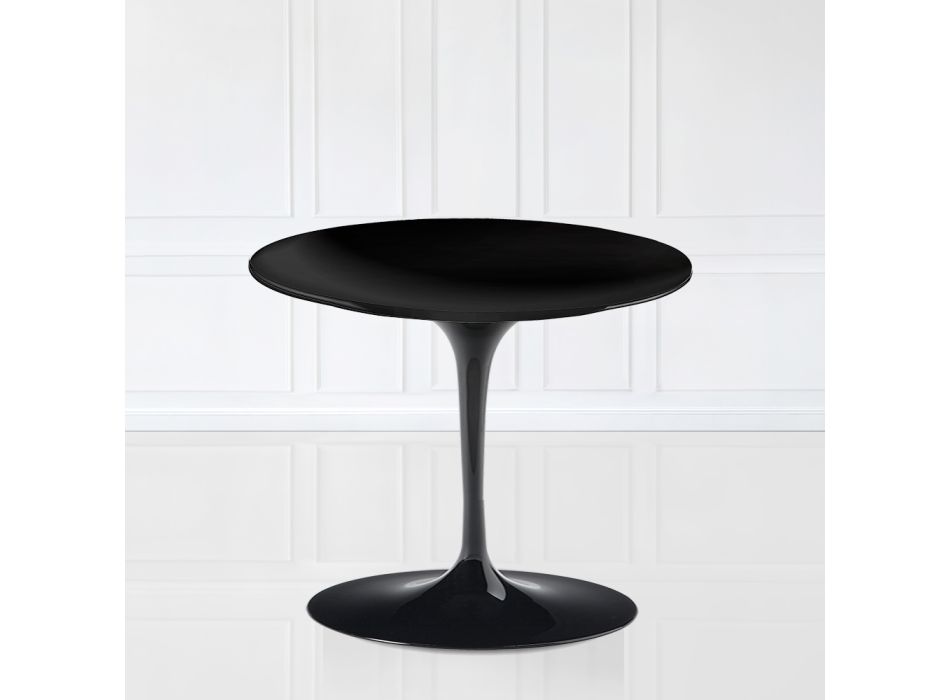 Mesa de centro Tulip Saarinen Alt. 41 con tablero de laminado líquido negro Made in Italy - Escarlata viadurini